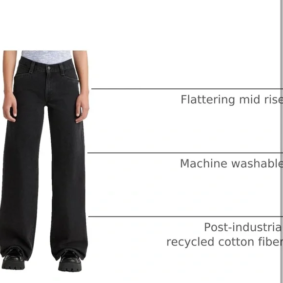 LAST ONE ❤️ Levi's Black 94’ Baggy Wide leg Flare Jeans - Picture 3 of 7